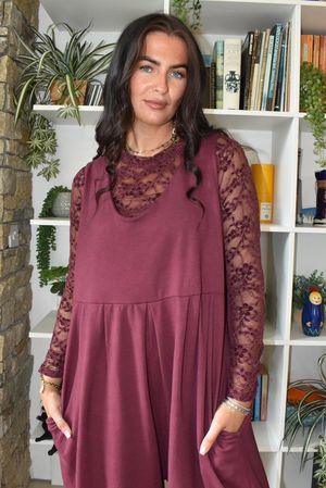 Lace Body Skim Top Aubergine